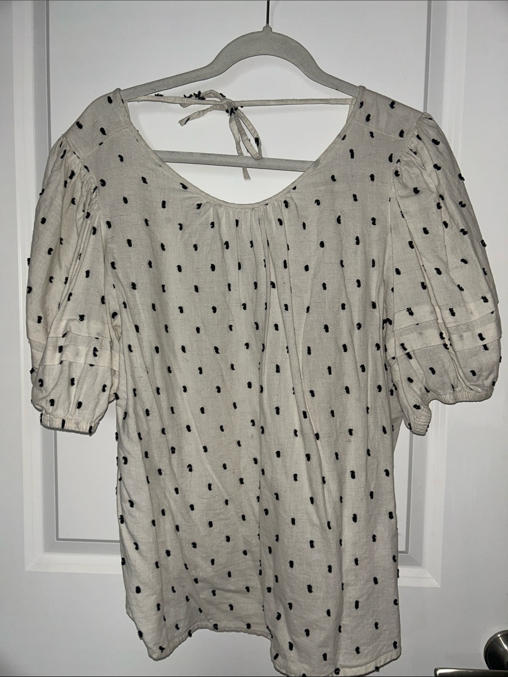 Madewell Cream Puff-Sleeve Printed Women's Top, Size XL - Picture 3 of 4